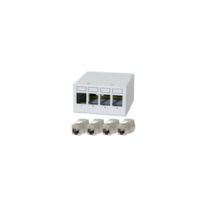 LogiLink Panneau de brassage cat.6A, 4 ports, gris clair