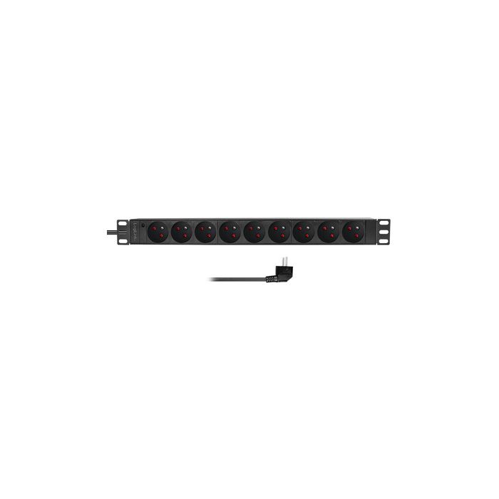LogiLink Multiprise 19", 9 prises, sans interrupteur, noir