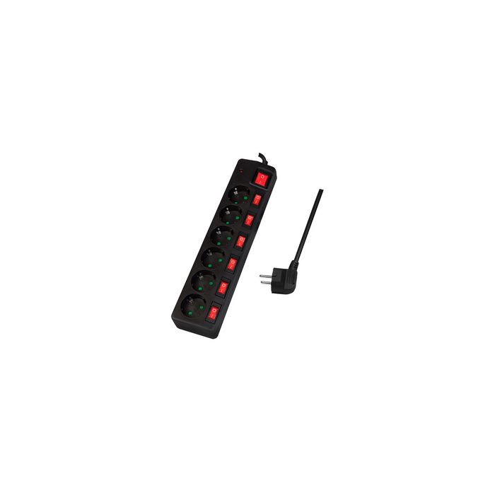 LogiLink Multiprise Euro, 6 prises, interrupteurs général