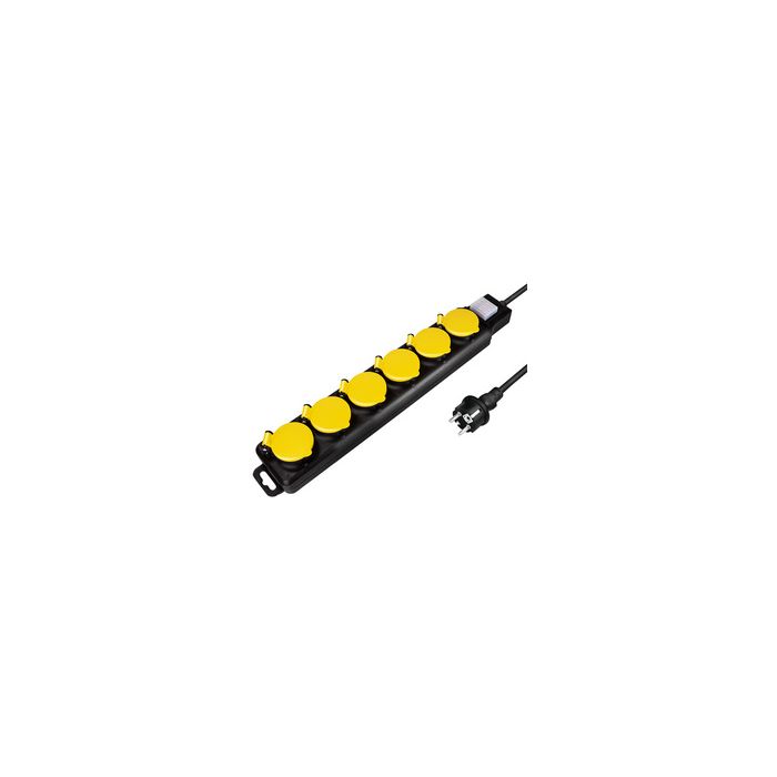 LogiLink Outdoor-Steckdosenleiste, 6-fach, schwarz, IP44