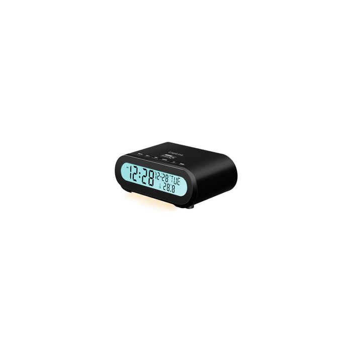 LogiLink Radio-réveil digital avec veilleuse, noir