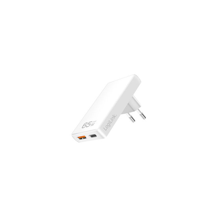LogiLink USB-Steckdosenadapter, USB-A & USB-C, 65 Watt, weiß