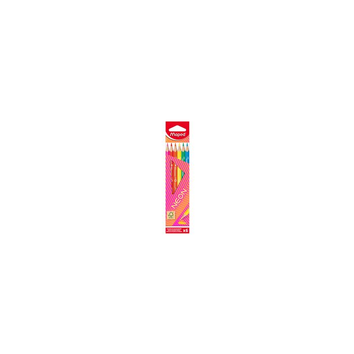 Maped Crayon de couleur triangulaire NEON, étui carton de 6