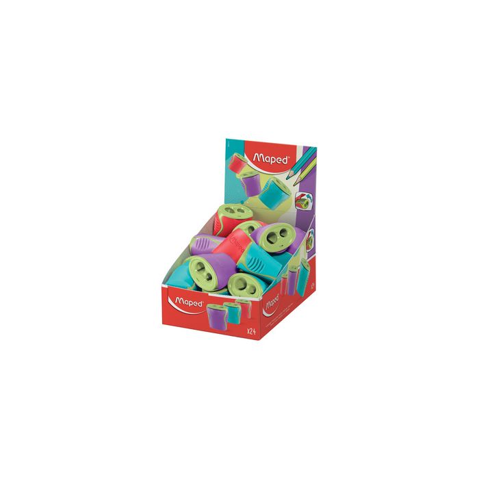 Maped Double taille-crayon, en plastique, présentoir de 24 x24
