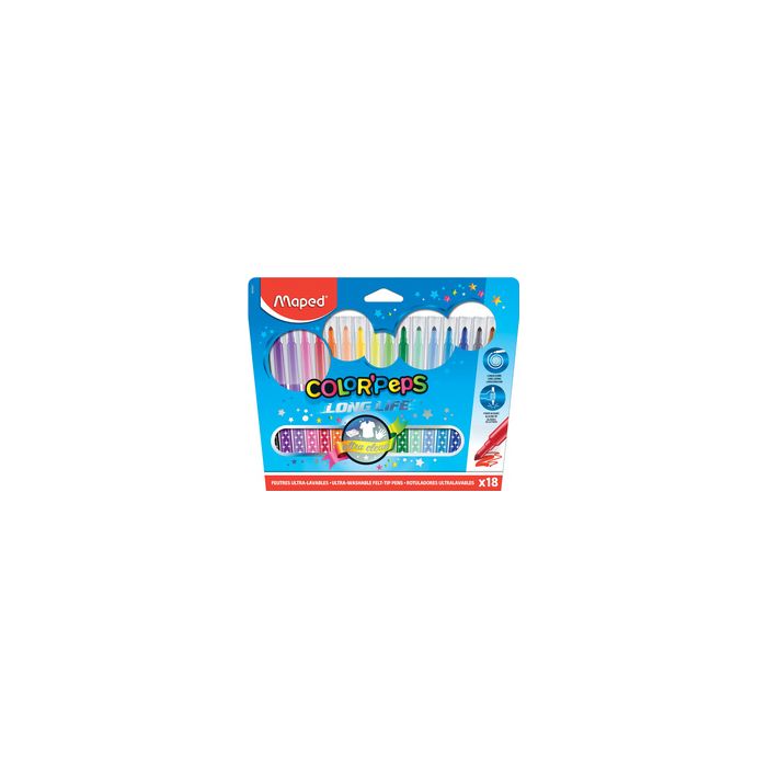 Maped Feutre COLOR'PEPS LONG LIFE, étui carton de 18