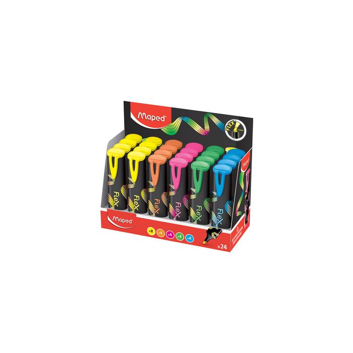 Maped Surligneur FLEX, pointe flexible, présentoir de 24 x24