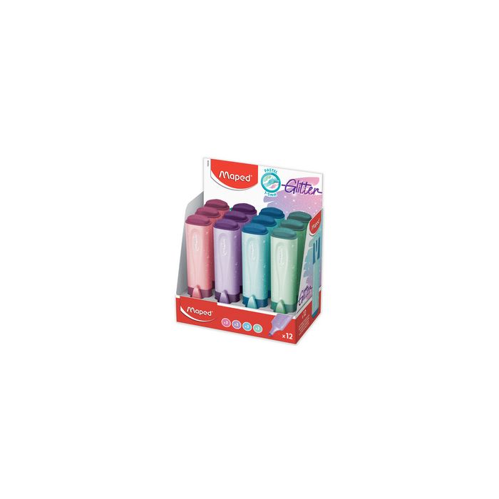 Maped Surligneur FLUO'PEPS Glitter PASTEL, présentoir de 12 x12