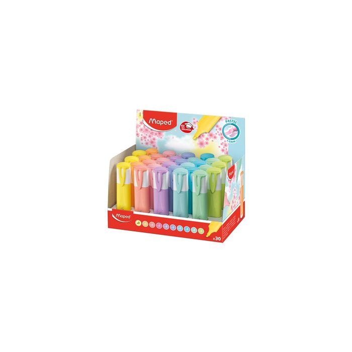Maped Surligneur FLUO'PEPS PASTEL, présentoir de 30 x30