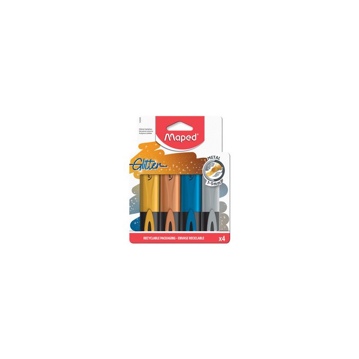 Maped Surligneur GLITTER METAL, étui de 4