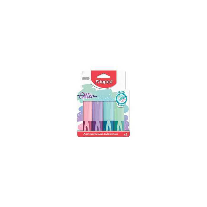 Maped Surligneur Glitter PASTEL, étui carton de 4