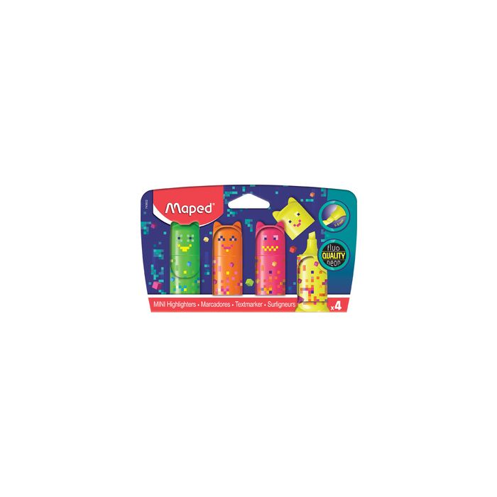 Maped Surligneur Mini PIXEL PARTY, blister de 4