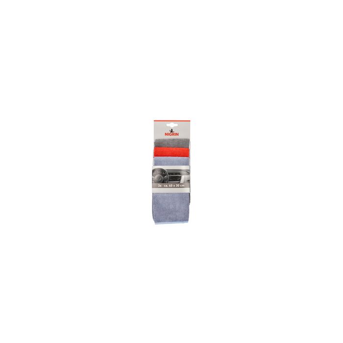 NIGRIN Chiffon en microfibres pour voiture, set de 3 pièces