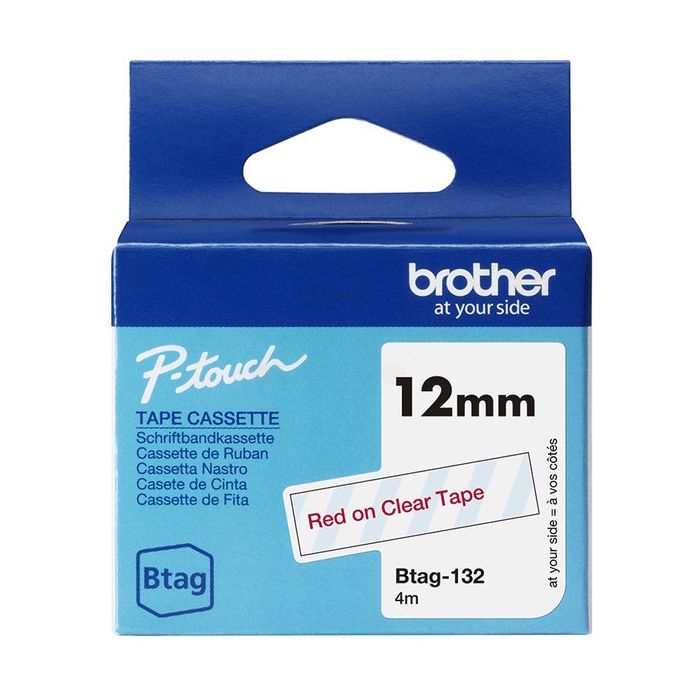 Rouleau d'étiquettes d'origine Brother BTAG132 - rouge, transparent