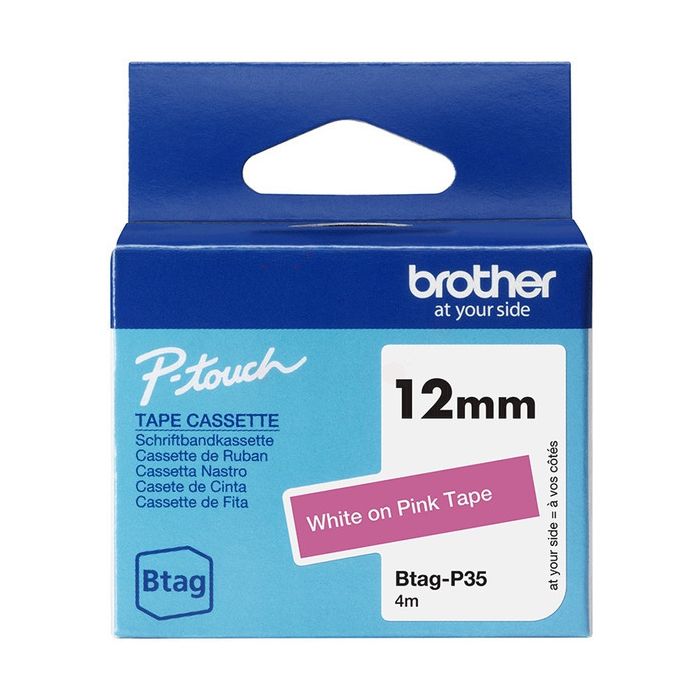 Rouleau d'étiquettes d'origine Brother BTAGP35 - blanc, rose