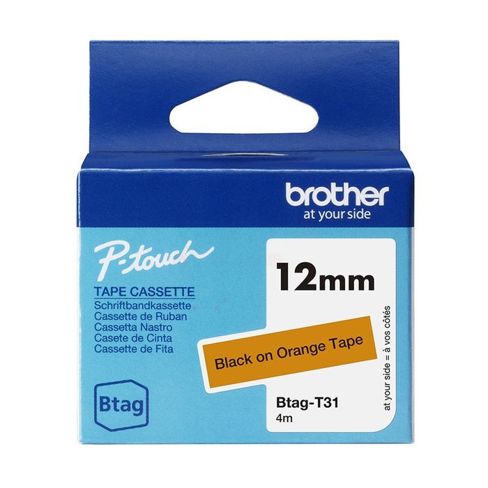 Rouleau d'étiquettes d'origine Brother BTAGT31 - noir, orange