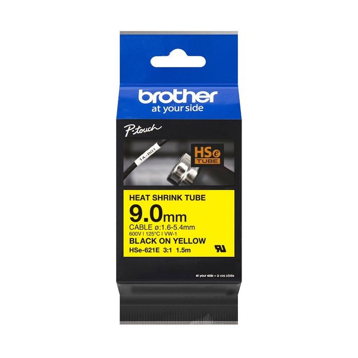 Gaines Thermorétractable d'origines Brother HSE621E - noire, jaune