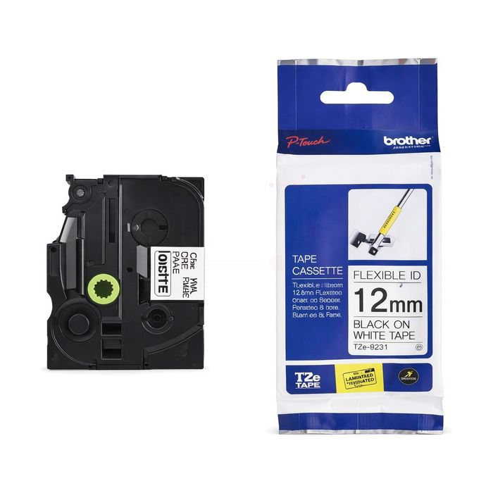 Ruban cassette d'origine Brother TZEFX231 - noir, blanc
