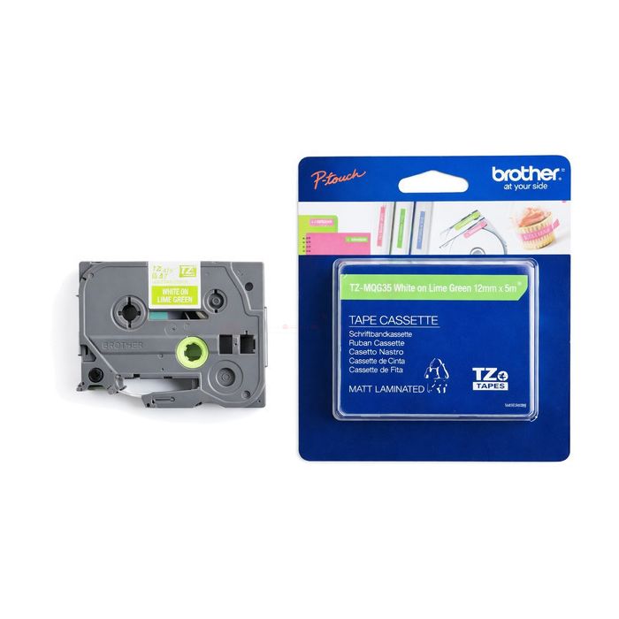 Ruban cassette d'origine Brother TZEMQG35 - vert, blanc