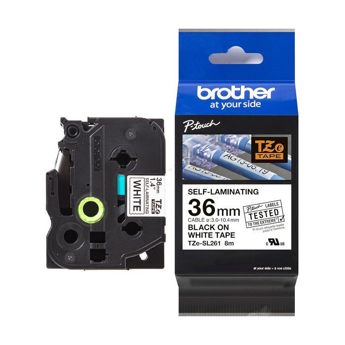 Ruban cassette d'origine Brother TZESL261 - noir, blanc