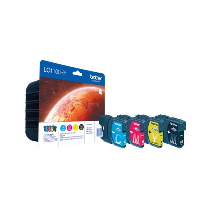 Cartouches d'origines Brother LC1100HYVALBP - multipack 4 couleurs : noire, cyan, magenta, jaune