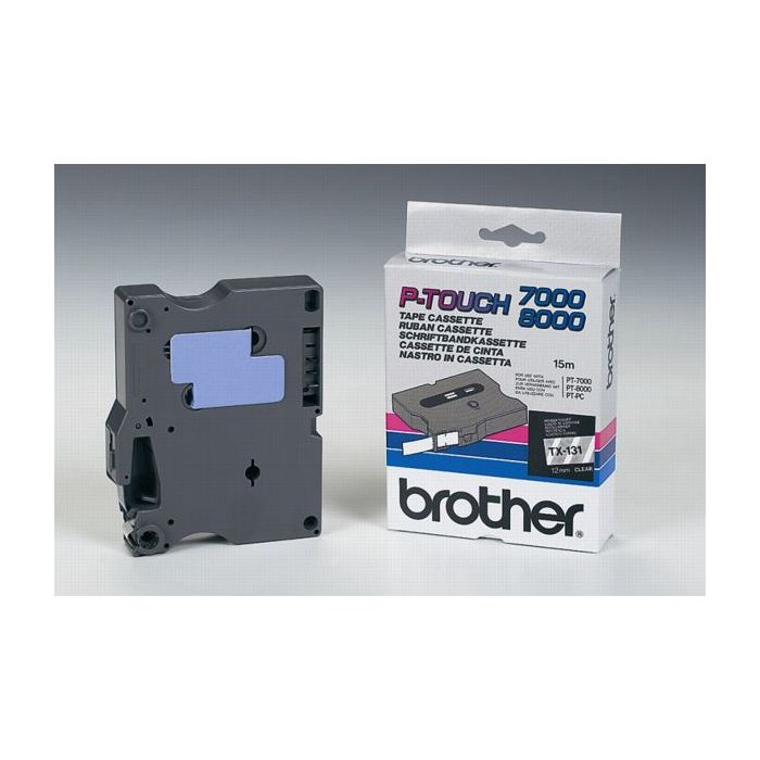 Ruban cassette d'origine Brother TX131 - noir, transparent