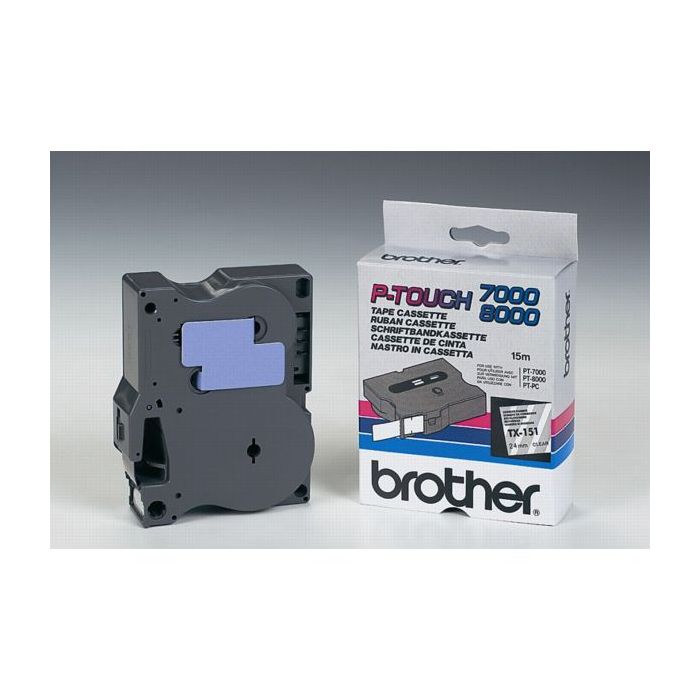 Ruban cassette d'origine Brother TX151 - noir, transparent
