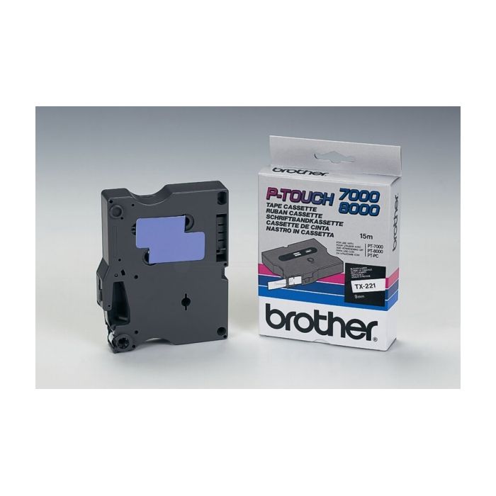 Ruban cassette d'origine Brother TX221 - noir, blanc