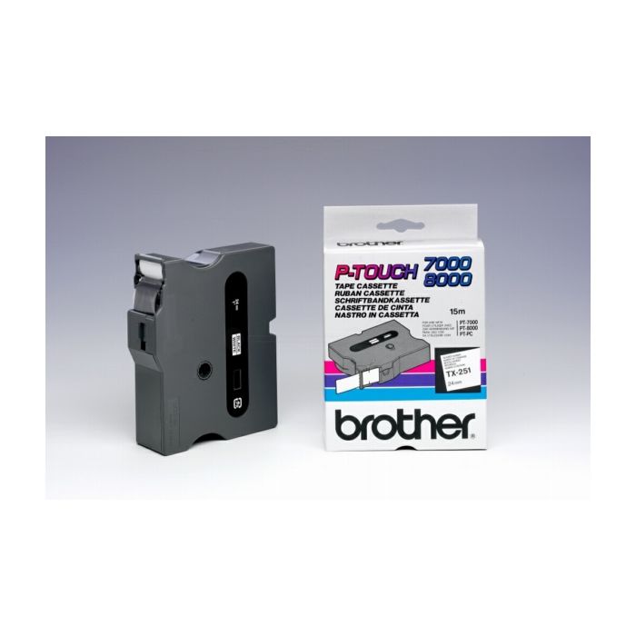 Ruban cassette d'origine Brother TX251 - noir, blanc