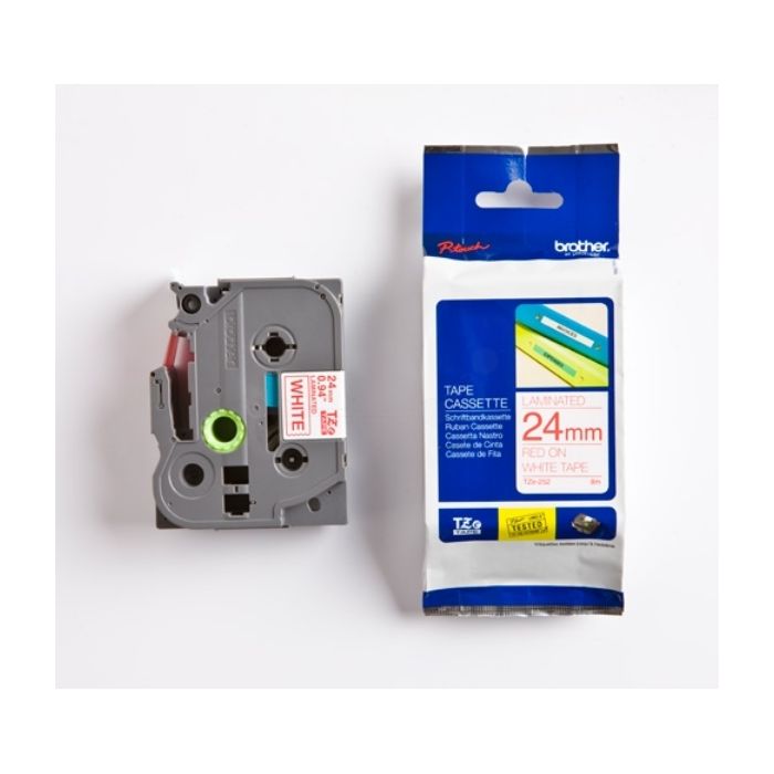 Ruban cassette d'origine Brother TZE252 - rouge, blanc