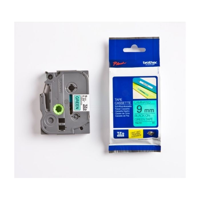 Ruban cassette d'origine Brother TZE721 - noir, vert