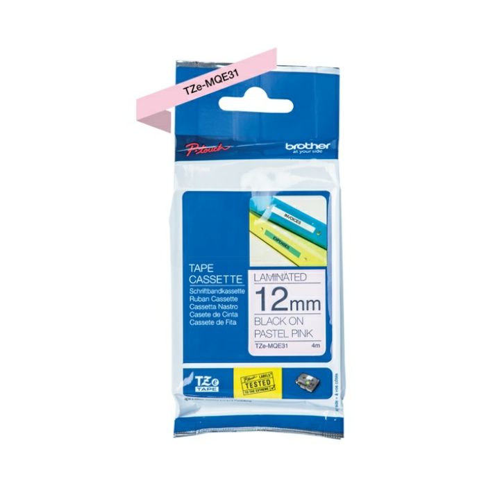 Ruban cassette d'origine Brother TZEMQE31 - noir, rose