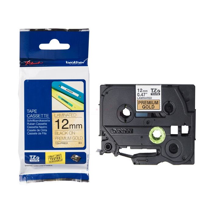Ruban cassette d'origine Brother TZEPR831 - noir, or