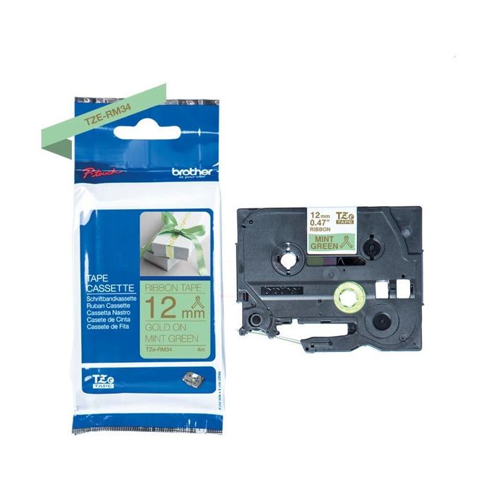 Ruban cassette d'origine Brother TZERM34 - vert, or
