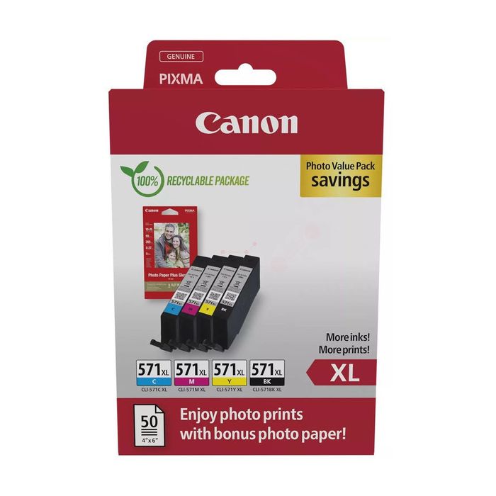 Cartouches d'origines Canon 0332C006 / CLI-571 XL - multipack 4 couleurs : noire, cyan, magenta, jaune