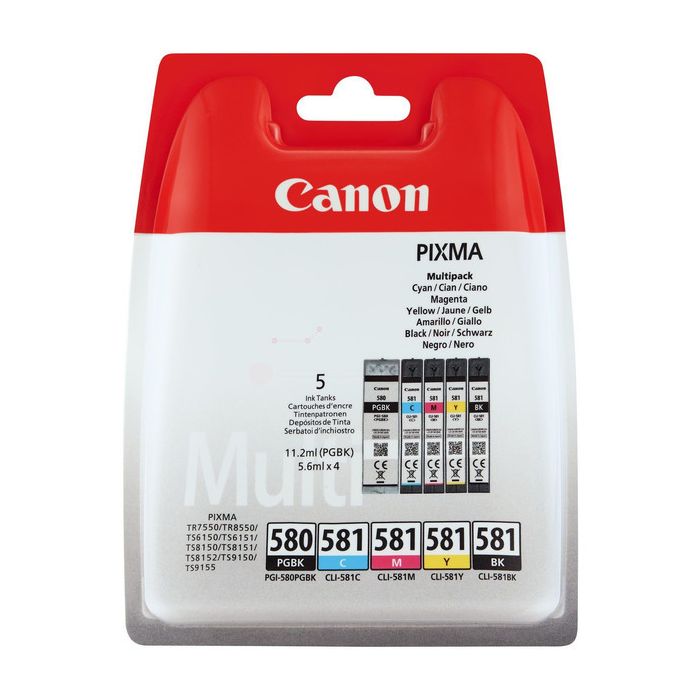 Cartouches d'origines Canon 2024C006 / PGI-580 CLI-581 - multipack 5 couleurs : noire, cyan, magenta, jaune