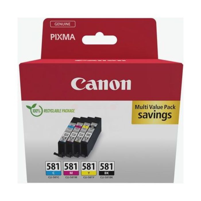 Cartouches d'origines Canon 2103C007 / CLI-581 - multipack 4 couleurs : noire, cyan, magenta, jaune