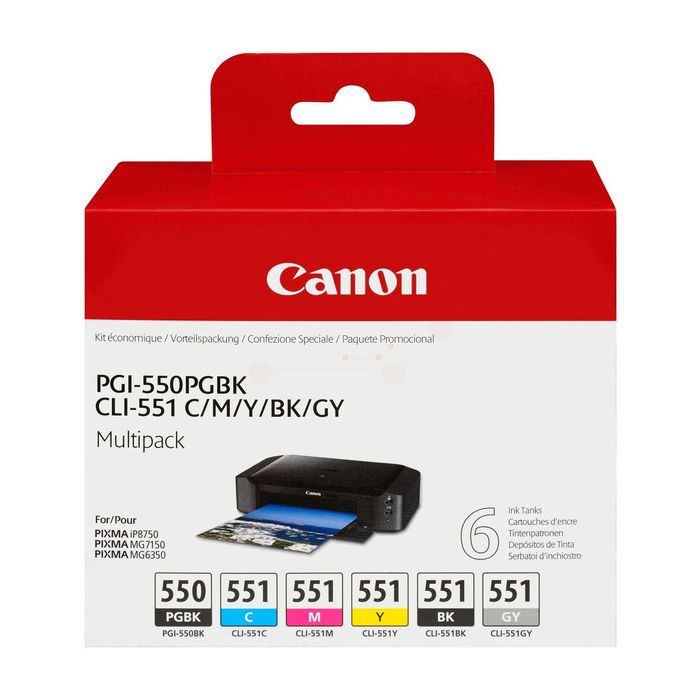 Cartouches d'origines Canon 6509B013 / PGI-550/CLI-551 - multipack 4 couleurs : noire, cyan, magenta, jaune