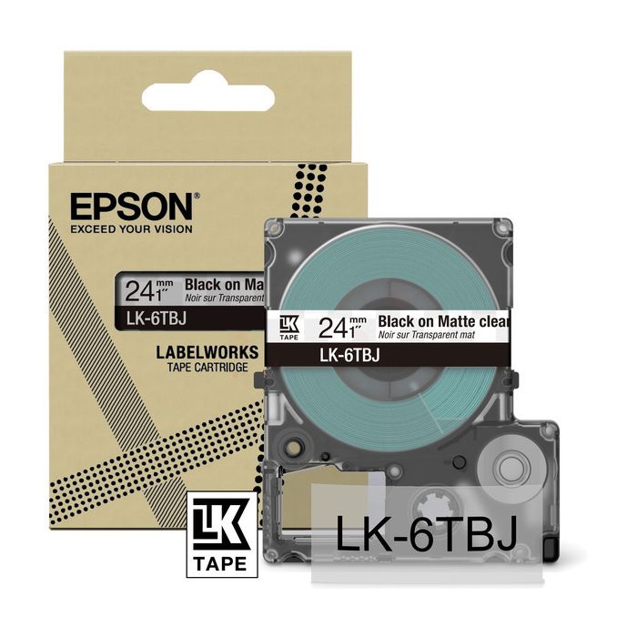 Rouleau d'étiquettes d'origine Epson C53S672067 / LK-6TBJ - noir, transparent