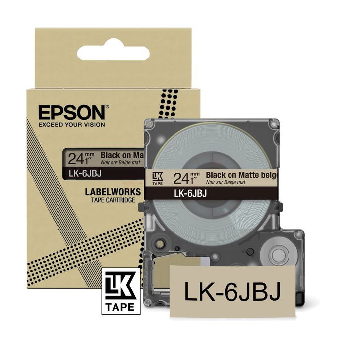 Rouleau d'étiquettes d'origine Epson C53S672092 / LK-6JBJ - noir