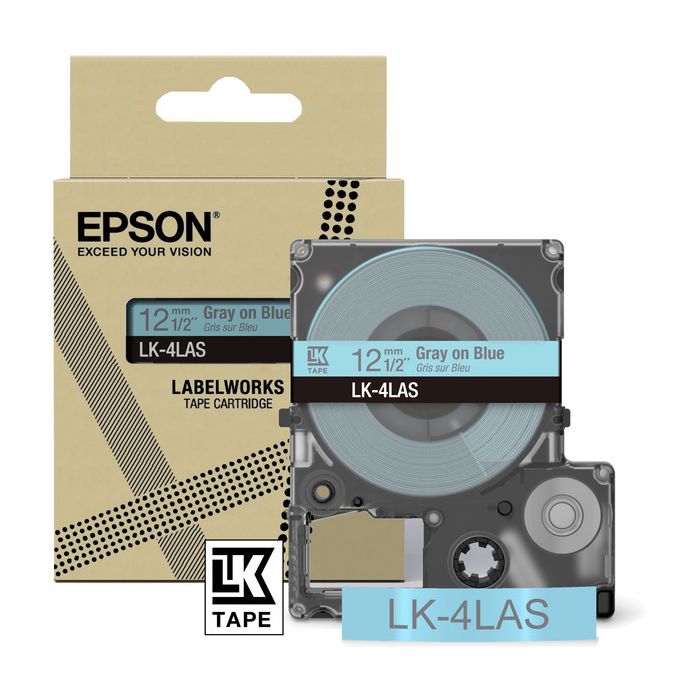 Rouleau d'étiquettes d'origine Epson C53S672106 / LK-4LAS - gris, bleu