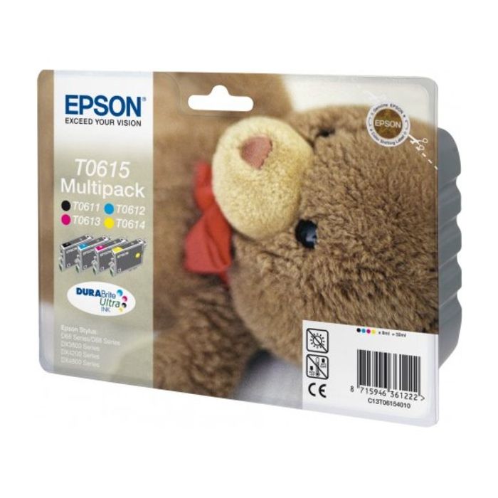 Cartouches d'origines Epson C13T06154010 / T0615 - multipack 4 couleurs : noire, cyan, magenta, jaune
