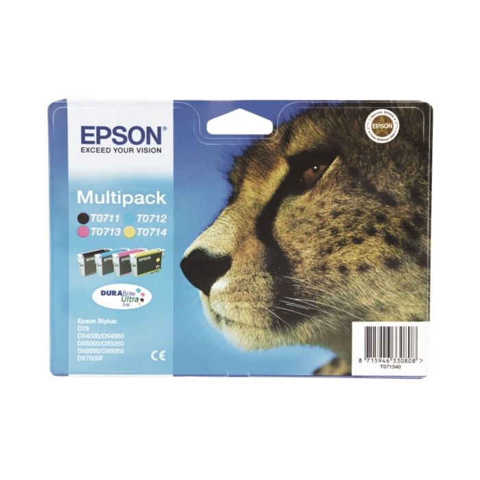 Cartouches d'origines Epson C13T07154010 / T0715 - multipack 4 couleurs : noire, cyan, magenta, jaune