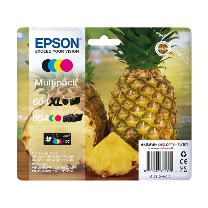 Cartouches d'origines Epson C13T10H94010 / 604XL/604 - multipack 4 couleurs : noire, cyan, magenta, jaune