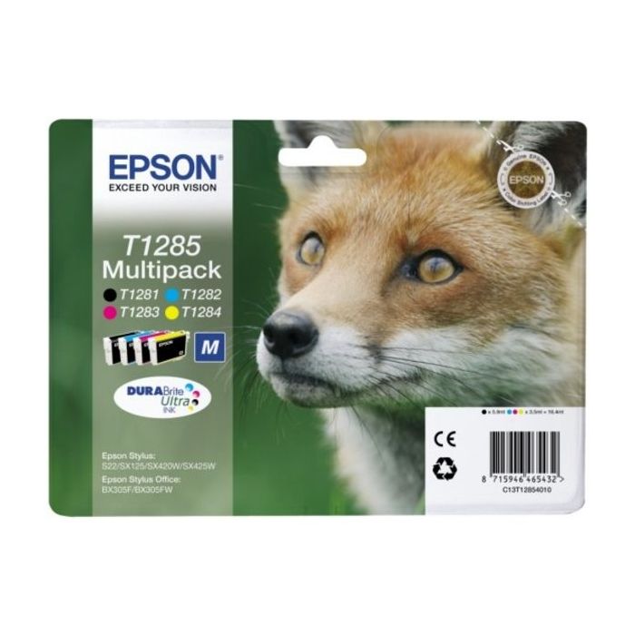 Cartouches d'origines Epson C13T12854012 / T1285 - multipack 4 couleurs : noire, cyan, magenta, jaune