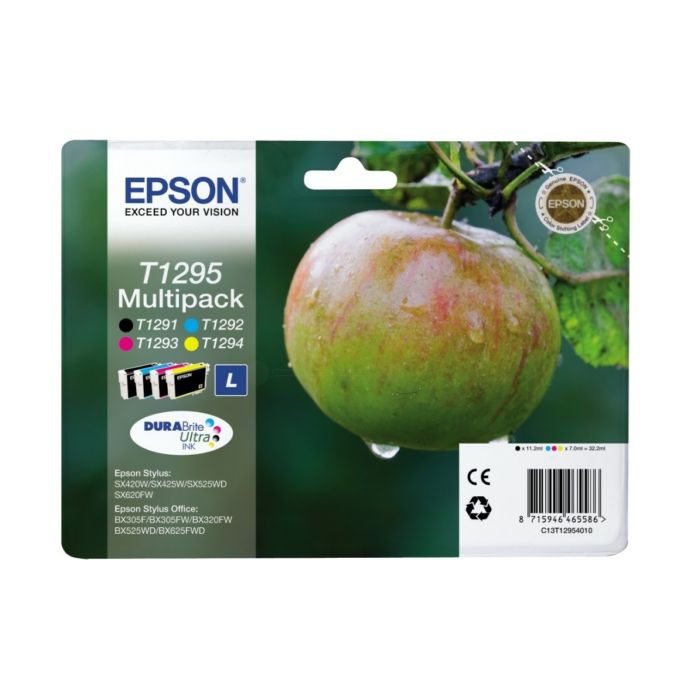 Cartouches d'origines Epson C13T12954022 / T1295 - multipack 4 couleurs : noire, cyan, magenta, jaune