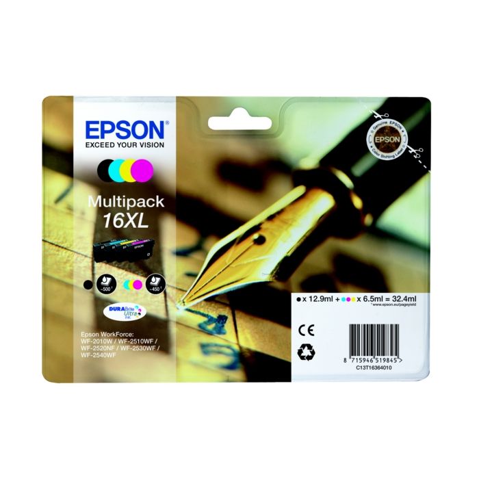 Cartouche Jet d'encre de Marque Epson T1634 Jaune  N°16XL (Single Pack ) (DURABRITE Ultra Ink)(6.5ml/450pages)