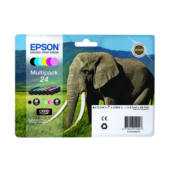 Cartouches d'origines Epson C13T24284010 / 24 - multipack 6 couleurs : noire, cyan, magenta, jaune