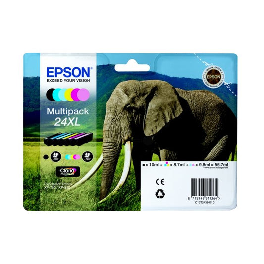 Cartouche Jet d'encre de Marque Epson T2433 Magenta N°24XL (Single Pack ) ( Photo HD Ink)(10ml/500pages)