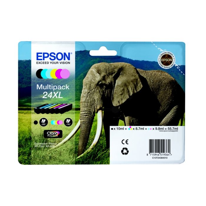 Cartouche Jet d'encre de Marque Epson T2436 Magenta clair (Light Magenta) N°24XL (Single Pack ) ( Photo HD Ink)(9.8ml/500pages)