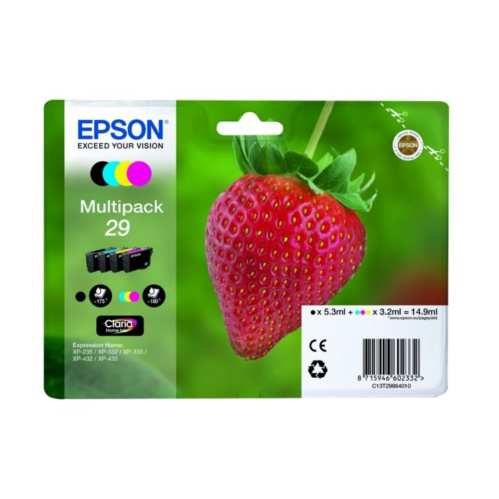 Cartouches d'origines Epson C13T29864010 / 29 - multipack 4 couleurs : noire, cyan, magenta, jaune